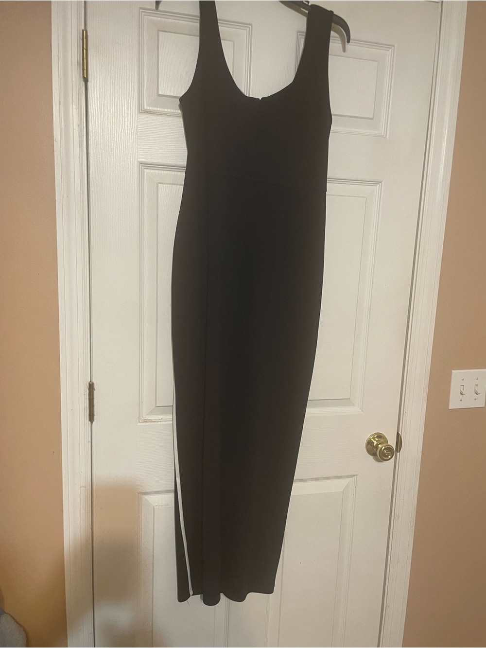 Black Midi Sheath Dress with White Piping - Picture 2 of 4